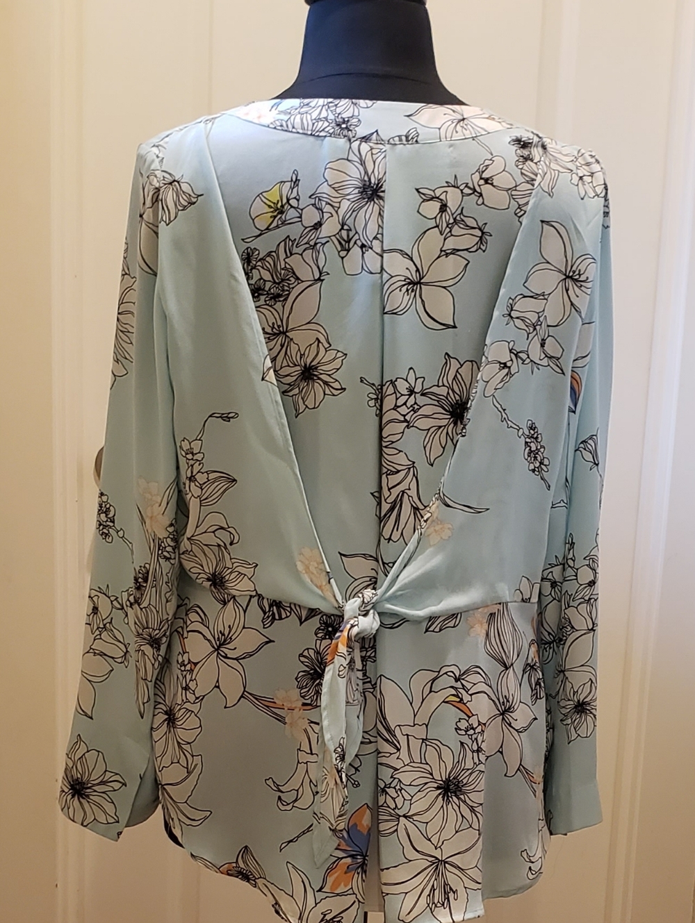 GNW Light Blue Floral Open Kimono Cardigan